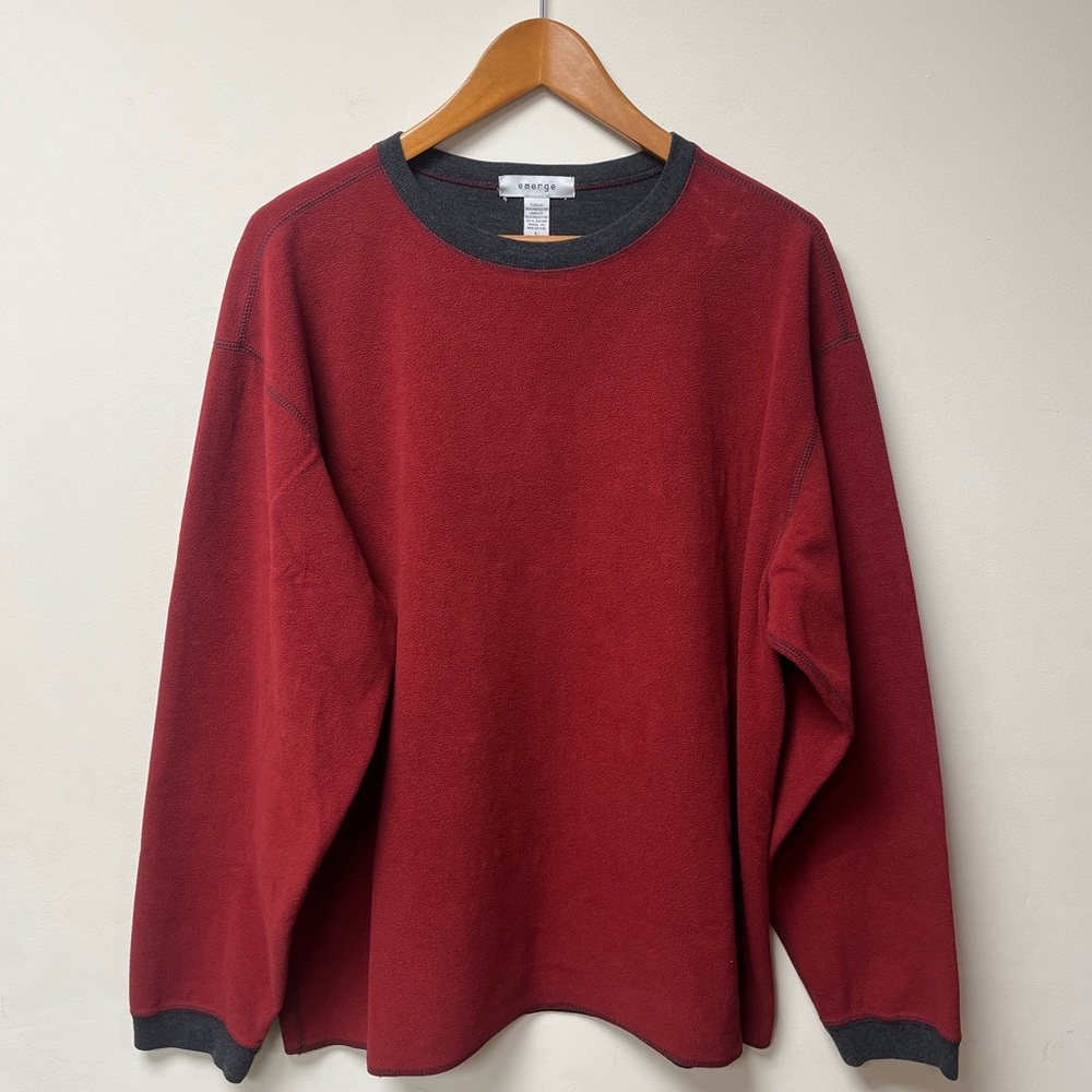 Emerge Fleece Crewneck Sweatshirt Mens Large Vintage Red Relaxed Fit